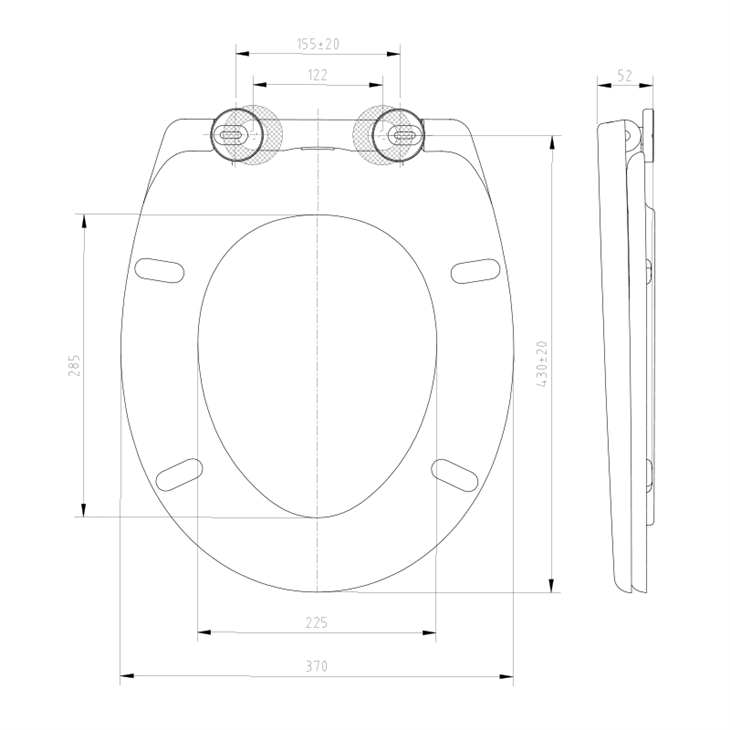 pure soft close toilet seat size